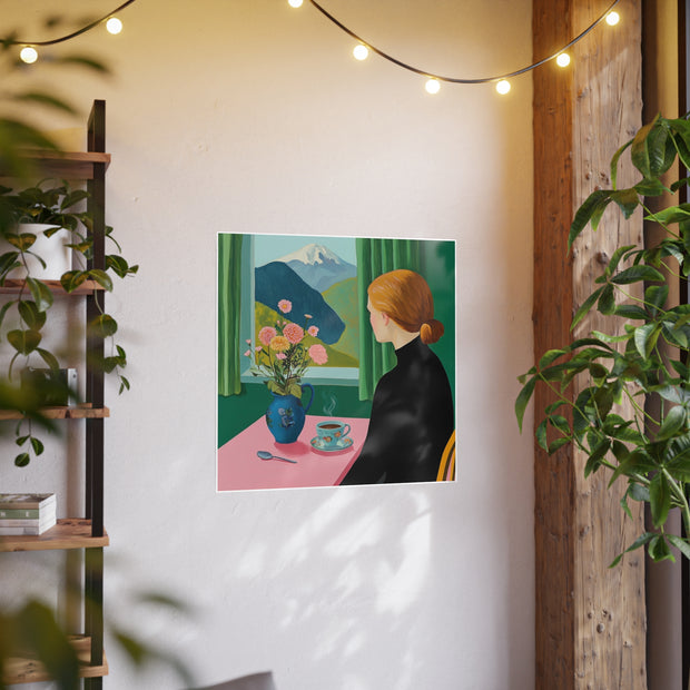 Poster Print, Swiss Kitchen Window View Art, Lausanne Painting reminiscent of David Hockney, Wall Decor Gift Idea