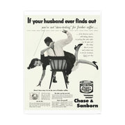 Poster Print, Vintage 1952 Coffee Ad, Funny Retro Kitchen Decor, Gender Relations Humor, Wall Art Print, Home Office Decor