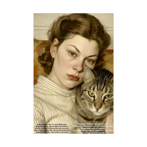 Lucian Freud Inspired Matte Vertical Poster, Woman with Cat Art Print, 20x30 Wall Art, Home Decor, Bedroom Decor, Living Room Decor