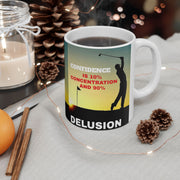 Golfers Mug - 11oz Ceramic Mug, '10% Confidence and 90% Delusion'