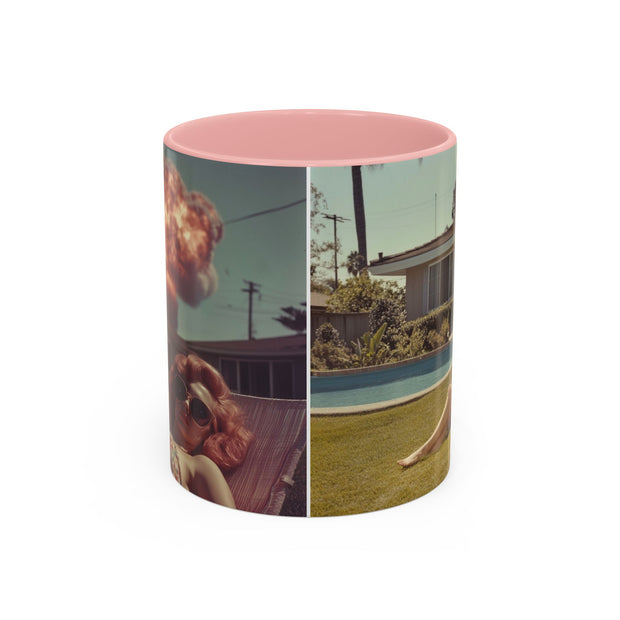 Retro Coffee Mug, 1950's Vintage Atomic Explosion, Sunbathing Giantess, Laconic Bathing Beauty Cup, Unique Tea Mug, Geek Gift, Nostalgia