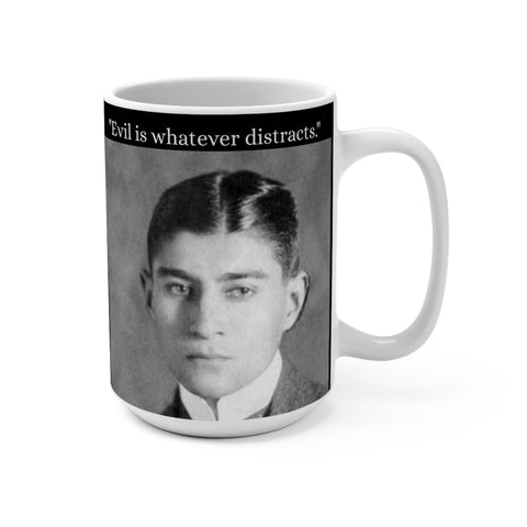 Franz Kafka Quotes 15oz Coffee Mug, Literary Writer Gift, Writing Is Solitude Mug, Evil Quotes Cup, Gift for Book Lovers, Unique Ceramic Tea