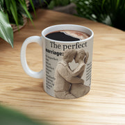 Ceramic Mug with Marriage Insights from Father Josh Hudson and Katherine Hepburn, Artwork by Nick Palsgraf. 11oz, 15oz, Gift for Couples,