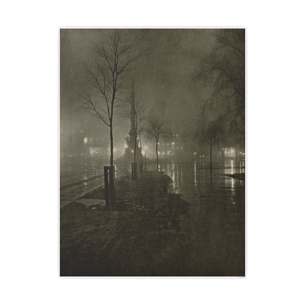 Poster Print, Wet Night at Columbus Circle Art Print, Vintage Reproduction, Home Decor, Wall Art, Gift for Art Lover