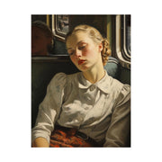 Matte Vertical Posters Laconic Woman on a Bus, Nick Palsgraf 1946 ( Inspired by Lucian Freud )