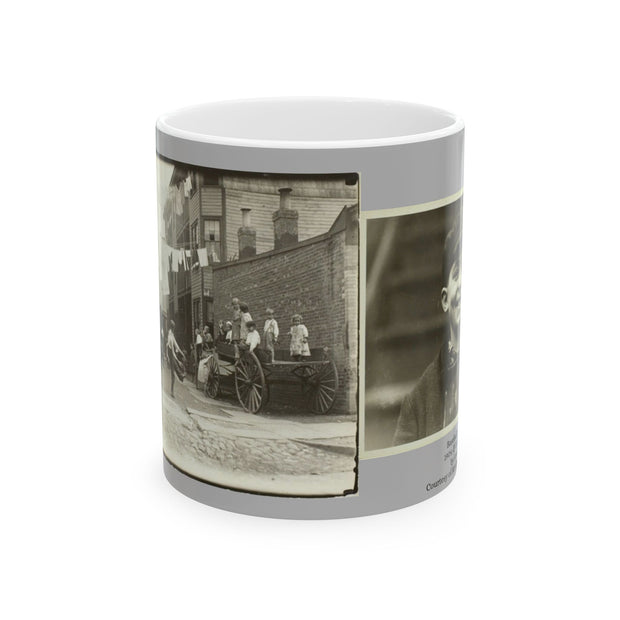 Vintage Photo Collage Ceramic Mug, 11oz or 15oz, Photography Gift: "Baseball in Boston" 1909 and "Untitled" 1910 both by Lewis Wickes Hine