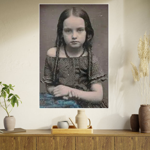 Poster Print, Vintage Portrait Art, Geri Heinz 11 Year Old, Northern Illinois 1898, Forlorn Wonder and Beauty, Photo Art Paper Posters