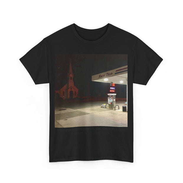 T-Shirt Tee Shirt Church vs. Gas Station Princeton,  WI 7-18-2019 Global Warming Awareness