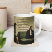 Ceramic Mug with Marriage Insights from Father Josh Hudson and Katherine Hepburn, Artwork by Nick Palsgraf. 11oz, 15oz, Gift for Couples,