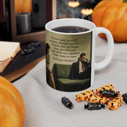 Ceramic Mug with Marriage Insights from Father Josh Hudson and Katherine Hepburn, Artwork by Nick Palsgraf. 11oz, 15oz, Gift for Couples,