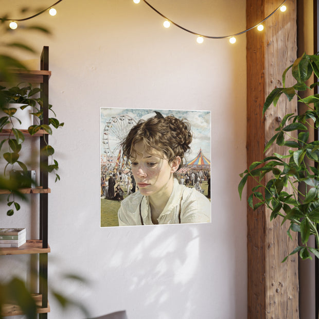 Poster Print, Photo Art Paper, The Carnival of Mystique by Nick Palsgraf (2025), Irish Girl Confronting Beauty, 32x32 inches, Wall Art