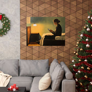 Painting Poster, Woman in Hotel Room, Edward Hopper Inspired, Matte Horizontal Art Print, Wall Decor, Bedroom Art, Home Office Decor,