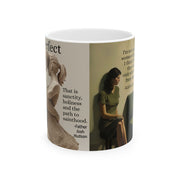 Ceramic Mug with Marriage Insights from Father Josh Hudson and Katherine Hepburn, Artwork by Nick Palsgraf. 11oz, 15oz, Gift for Couples,