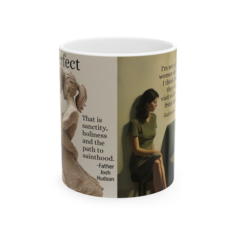 Ceramic Mug with Marriage Insights from Father Josh Hudson and Katherine Hepburn, Artwork by Nick Palsgraf. 11oz, 15oz, Gift for Couples,