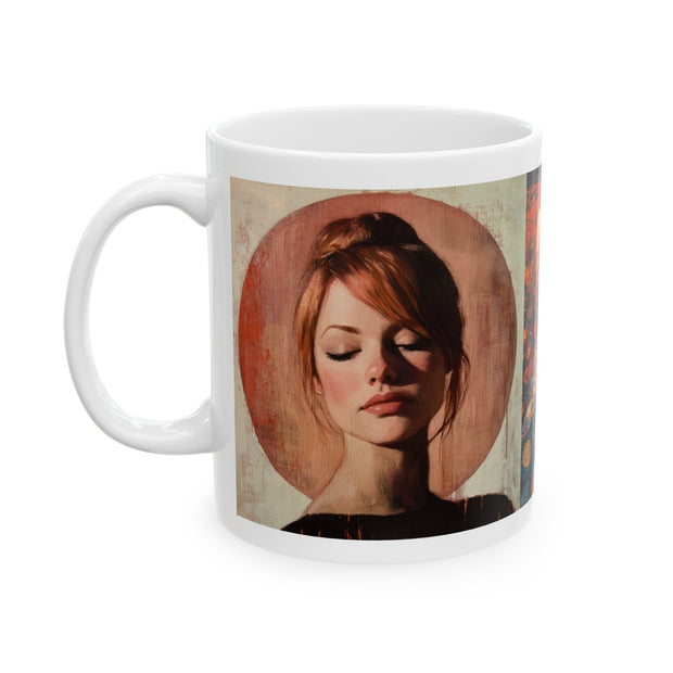 Hollywood Actress Tribute Coffee Mug, Lucian Freud Gustave Klimt Style, 11oz 15oz Ceramic Cup Art Lover Gift, Famous Actress Drinkware,