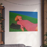 Poster Print, Wall Art Decor, Matte Painting Reproduction, Minimalist Art Print, Reclining Woman with Black Purse, David Hockney Inspired