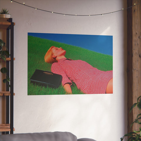 Poster Print, Wall Art Decor, Matte Painting Reproduction, Minimalist Art Print, Reclining Woman with Black Purse, David Hockney Inspired
