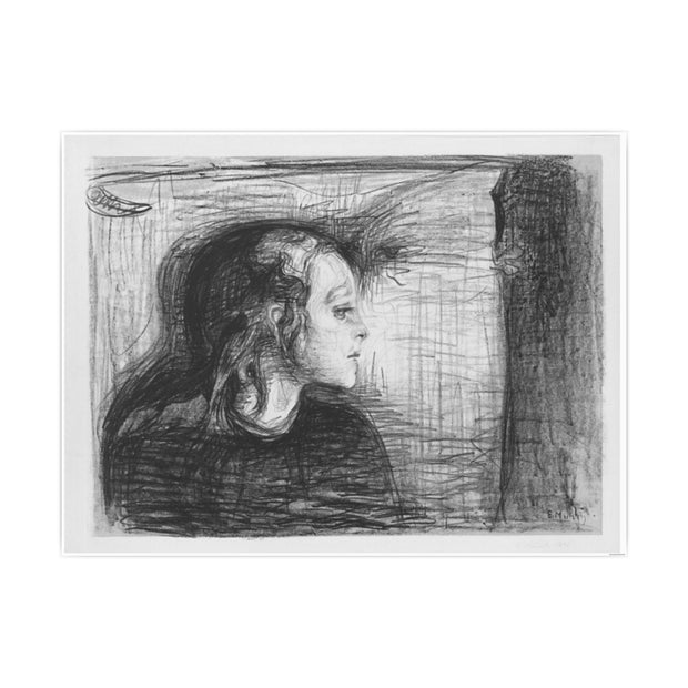 Art Poster, Horizontal Frame, Edvard Munch The Sick Child Version 2 (1896) 40 x 30, Sad and Beautiful Child Seeking Solace, Home Decor, Wall