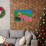 Poster Print, Wall Art Decor, Matte Painting Reproduction, Minimalist Art Print, Reclining Woman with Black Purse, David Hockney Inspired