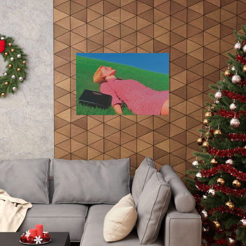 Poster Print, Wall Art Decor, Matte Painting Reproduction, Minimalist Art Print, Reclining Woman with Black Purse, David Hockney Inspired