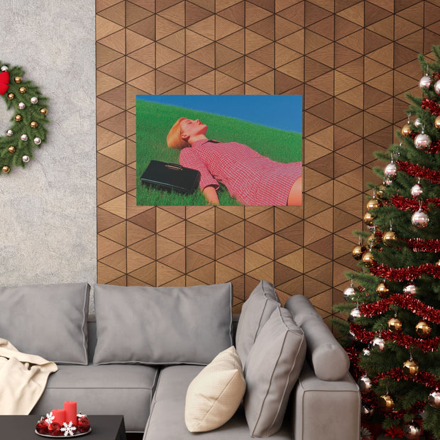 Poster Print, Wall Art Decor, Matte Painting Reproduction, Minimalist Art Print, Reclining Woman with Black Purse, David Hockney Inspired