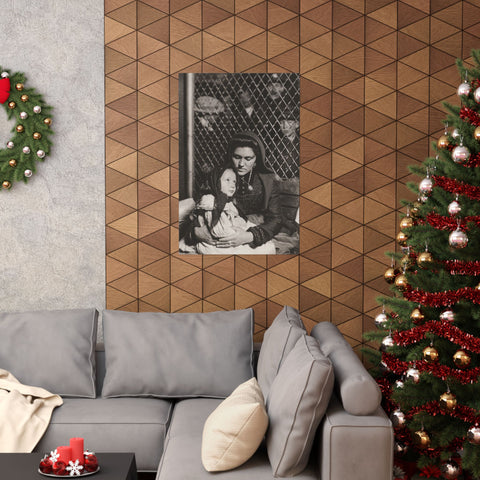 Matte Vertical Posters - Italian Immigrant Mother & Child in Detention, Ellis Island, by Lewis Wickes Hine (1905), Vintage Wall Art Home