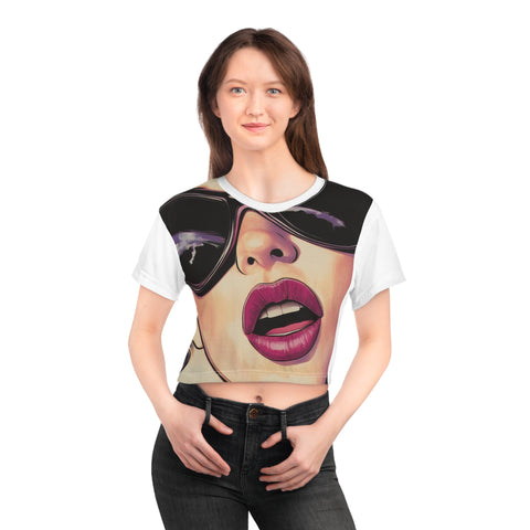 Snarlingly Cute Sunglasses Crop Tee Shirt, Cropped Top, Summer Fashion, Trendy Tshirt, Cool Graphic Tee