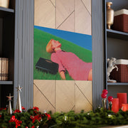 Poster Print, Wall Art Decor, Matte Painting Reproduction, Minimalist Art Print, Reclining Woman with Black Purse, David Hockney Inspired