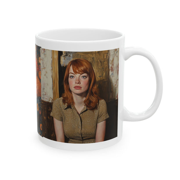 Hollywood Actress Tribute Coffee Mug, Lucian Freud Gustave Klimt Style, 11oz 15oz Ceramic Cup Art Lover Gift, Famous Actress Drinkware,