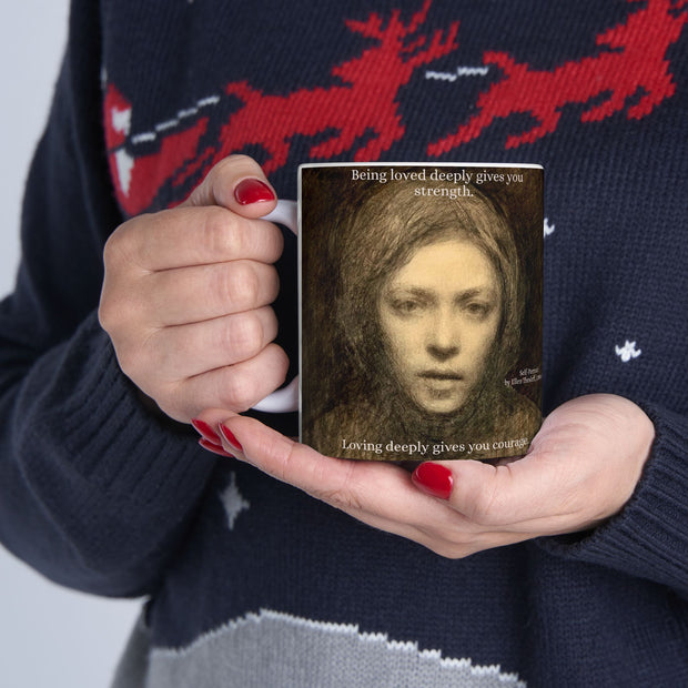 Mug, Self-Portrait of Finnish Master Ellen Thesleff, 11oz, 15oz, Original Painting by Nick Palsgraf, "Disheveled Man", (2025)