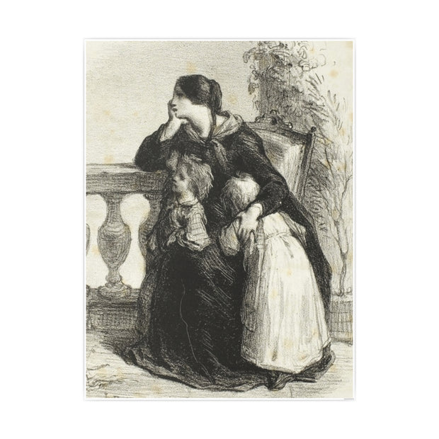 Vintage Family Photo Art Poster, Nostalgic Wall Decor for Home, Jean Francios Millet 'Where Can He Be' 1848, Timeless Gift for Heritage