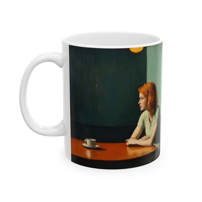 Ceramic Mug, 'Far from Alone' 'Woman & Lipstick' by Nick Palsgraf, inspired by Edward Hopper