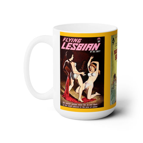 Ceramic Mug 15oz Flying Lesbians Pulp Fiction Coffee Mug Gift for Artist Gift for Boyfriend Gift for Ironic Woman