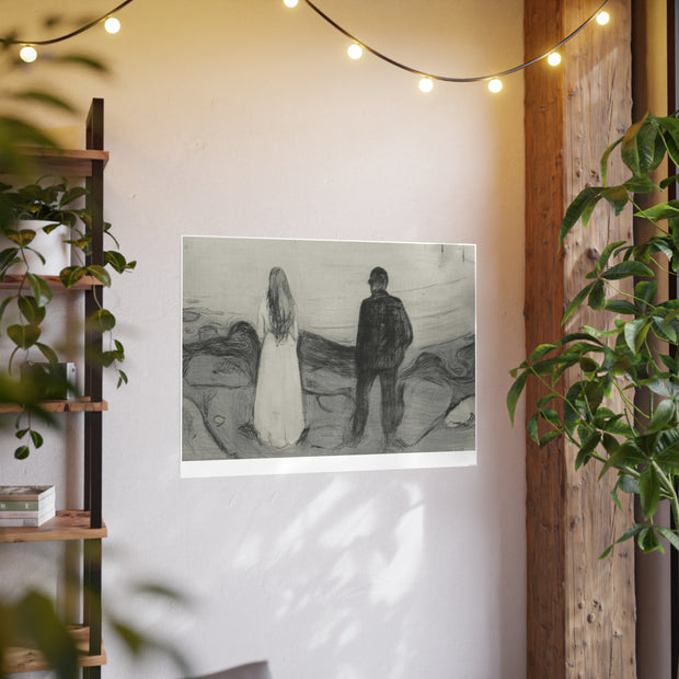 Art Poster Reproduction, Edvard Munch Print, Two Human Beings, The Lonely Ones, Wall Art Decor, Home Office Decor, Vintage Art Print