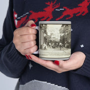 Vintage Photo Collage Ceramic Mug, 11oz or 15oz, Photography Gift: "Baseball in Boston" 1909 and "Untitled" 1910 both by Lewis Wickes Hine