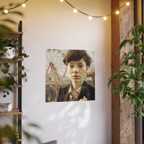 Poster Print, The Carnival of Mystique by Nick Palsgraf (2025), Irish Girl Confronting with Raised Fists, Art Paper Wall Art, Photo Print,