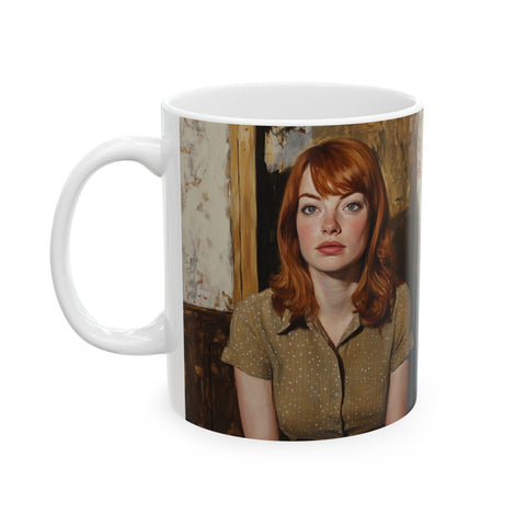 Hollywood Star Ceramic Mug, 11oz - Dark Lucian Freud Style Coffee Cup, Unique Movie Star Design by Nick Palsgraf, Gift for Film Buffs,