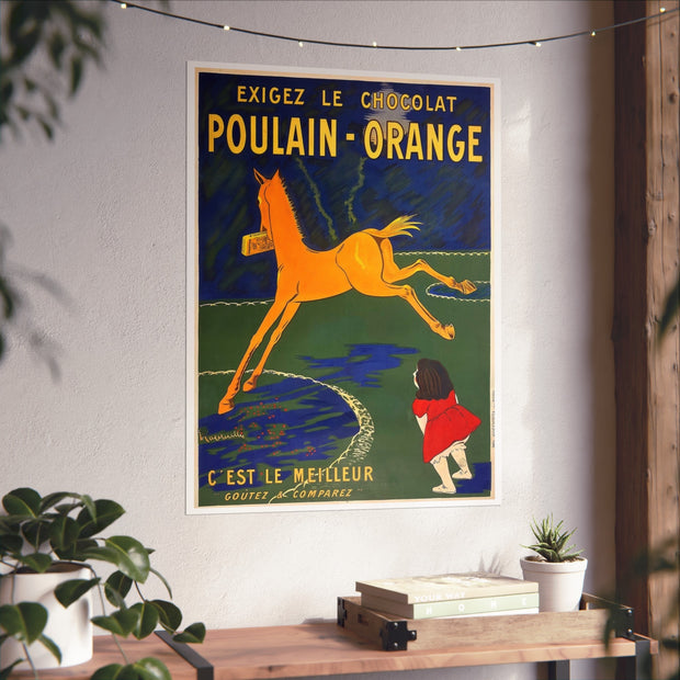 Vintage Fine Art Posters, Leonetto Cappiello Poster, Orange Poulain Chocolate Bar 1911, Home Decor Wall Art, Art Print, Retro Poster,