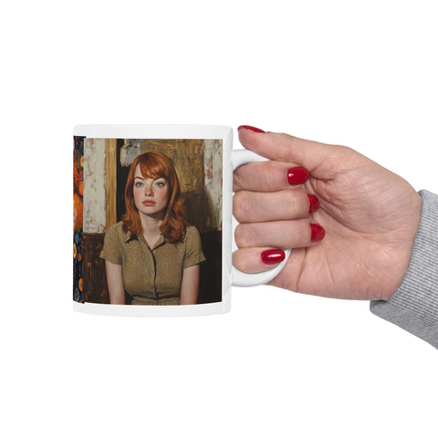Hollywood Actress Tribute Coffee Mug, Lucian Freud Gustave Klimt Style, 11oz 15oz Ceramic Cup Art Lover Gift, Famous Actress Drinkware,