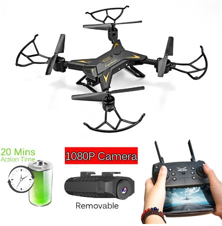 T-Rex RC Helicopter Drone with 1080P HD Camera – Foldable FPV Quadcopter with 20 Min Flight Time